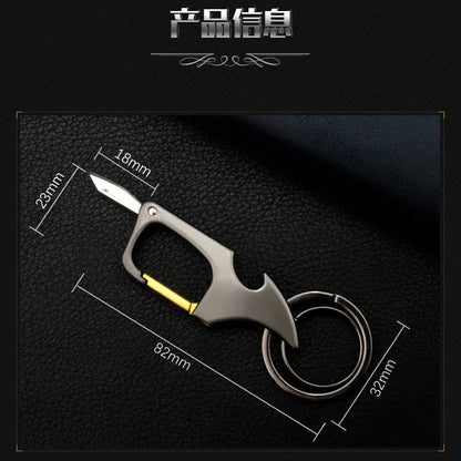 Creative Multifunctional Keychain for Men: Carabiner Buckle with Bottle Opener, Detachable Knife - Unique Design, Portable Keyring Accessory