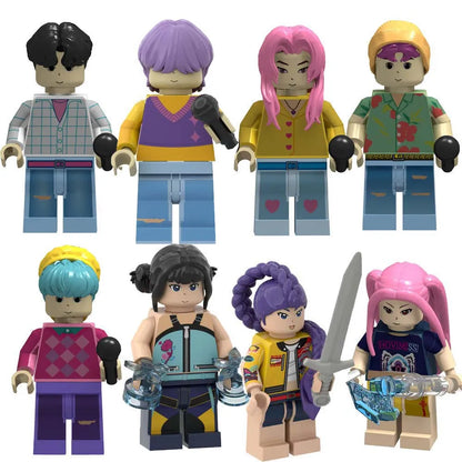 WM6228 K-Pop Demon Hunters Mini Building Blocks — Kawaii Cartoon Action Figure Assembly Toy