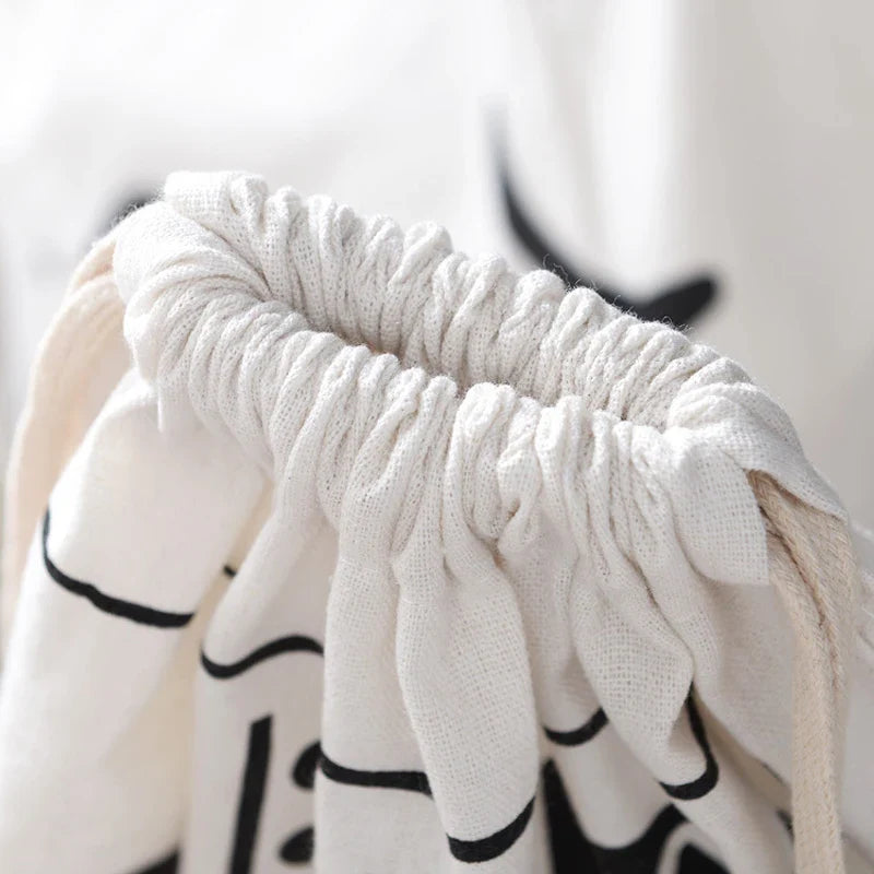 Large Cotton & Linen Laundry Bag — Drawstring Duffle Bag for Clothes & Toy Storage