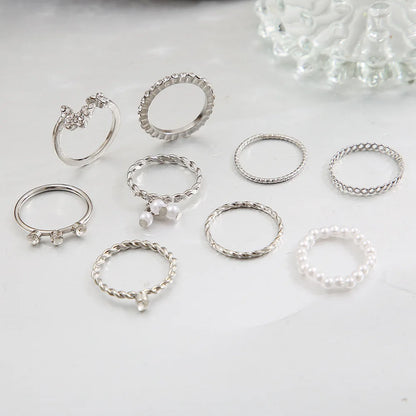 Bohemian Butterfly Pearl Rings Set – Vintage Gothic Plated Retro Rhinestone Finger Jewelry for Women, Gift Idea