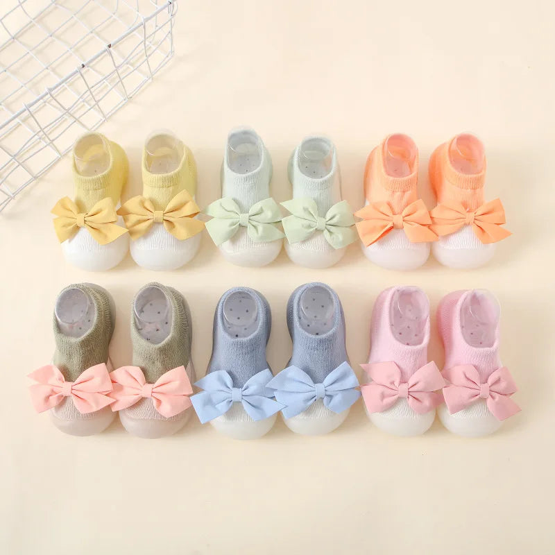 Newborn Baby Shoes — Embroidered Nonslip Socks & Soft Rubber Sole Booties for Boys & Girls