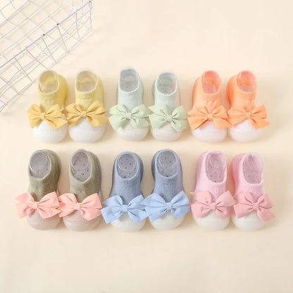 Newborn Baby Shoes — Embroidered Nonslip Socks & Soft Rubber Sole Booties for Boys & Girls