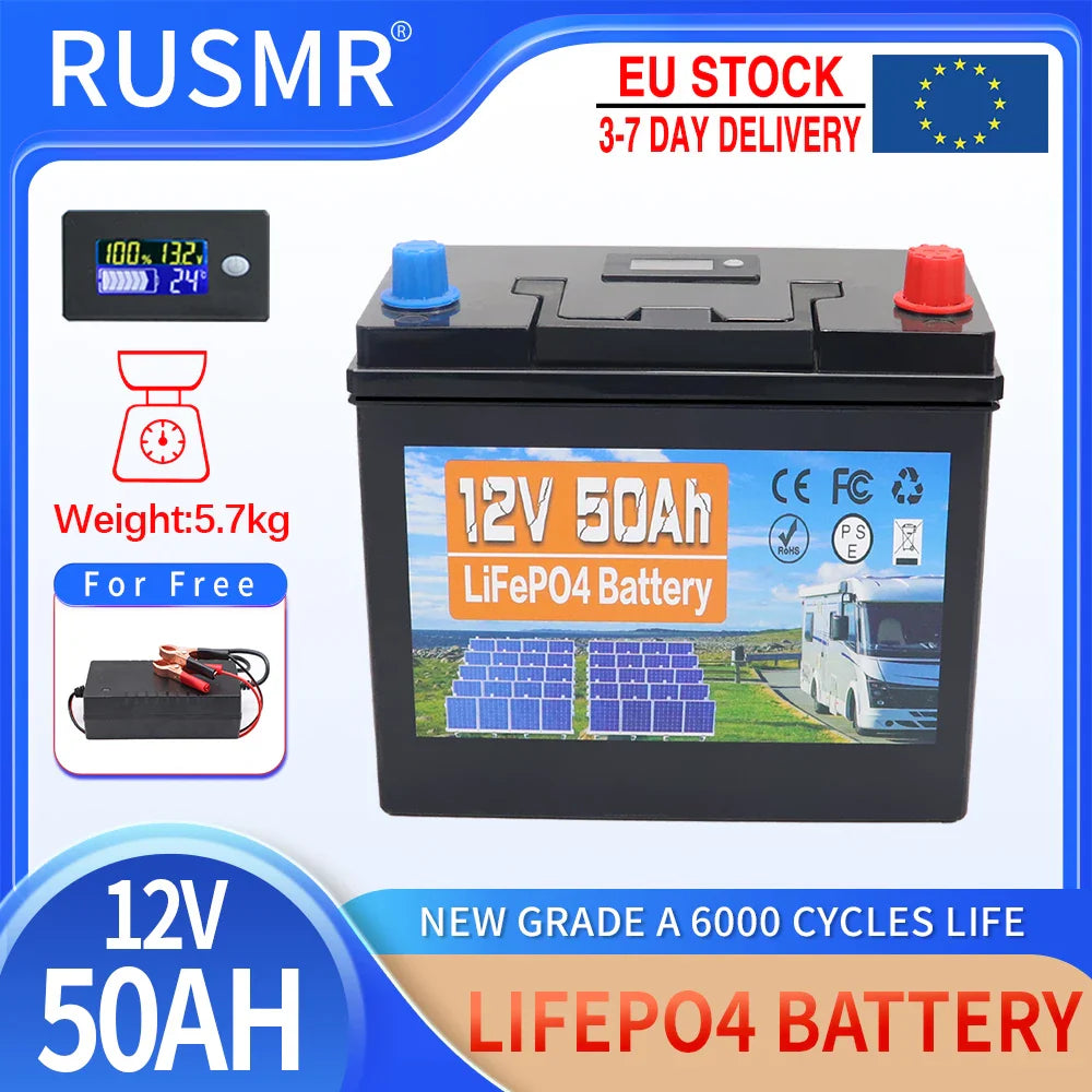 12V 120Ah LiFePO4 Battery Pack – Built-in BMS Lithium Iron Phosphate for Home Backup Power & Energy Storage Systems
