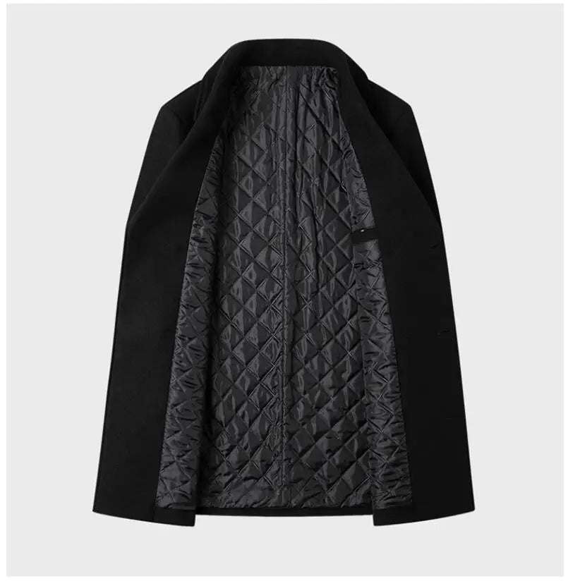 Men’s Double Breasted Wool Blend Winter Coat – Thick Warm Long Trench Overcoat (EU Sizes)