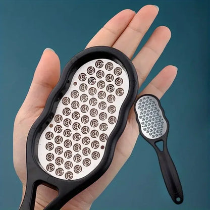 Professional Stainless Steel Foot File – Ergonomic Handle Pedicure Tool with Coarse & Fine Abrasive Surface Splash-Proof Design