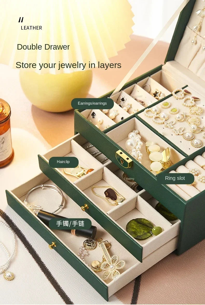 High-End Multi-Layer Jewelry Box – Large Capacity Drawer Organizer for Earrings and Accessories