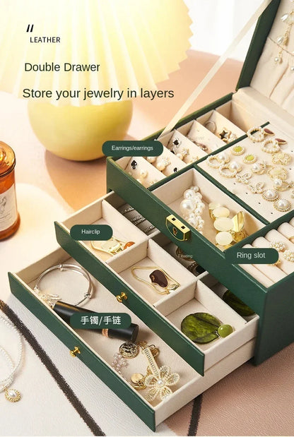 High-End Multi-Layer Jewelry Box – Large Capacity Drawer Organizer for Earrings and Accessories