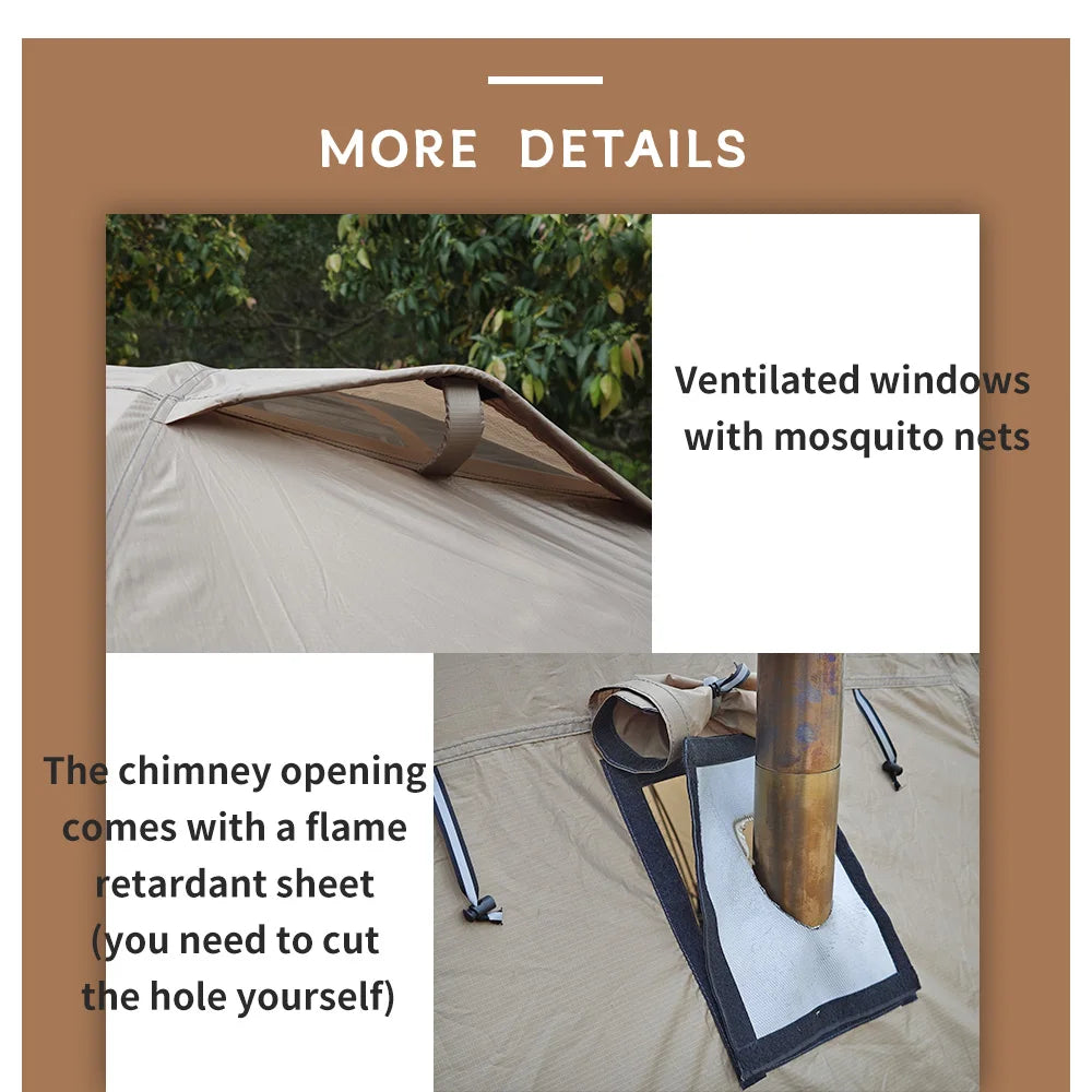 Fireproof Hot Tent for 2 People – Waterproof Extend Dome with Stove Jack & Snow Skirt, 4-Season Camping, Hiking, Hunting Winter Shelter