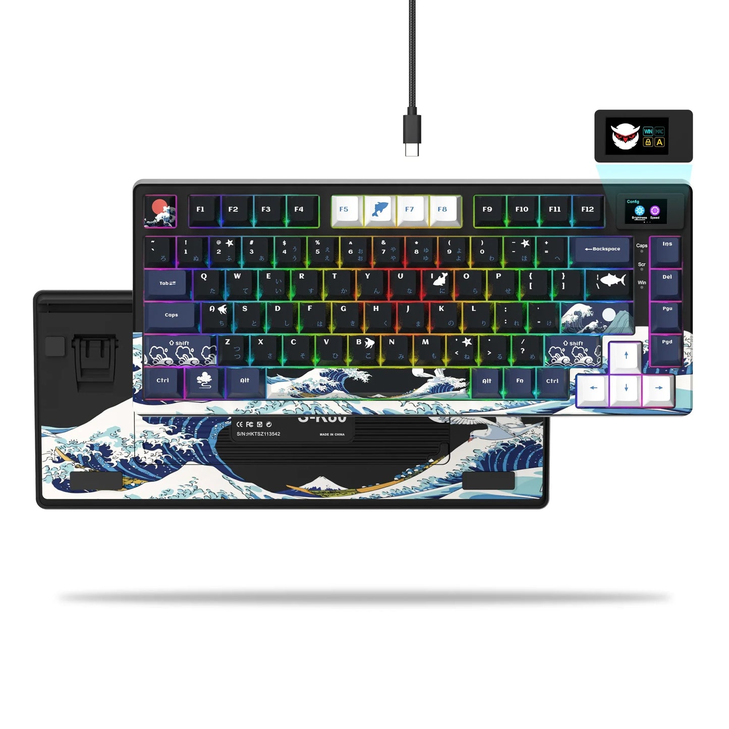 Wired Mechanical Gaming Keyboard with OLED Display – Hot-Swappable Pudding Keycaps, Full RGB Backlit for PC & Laptop