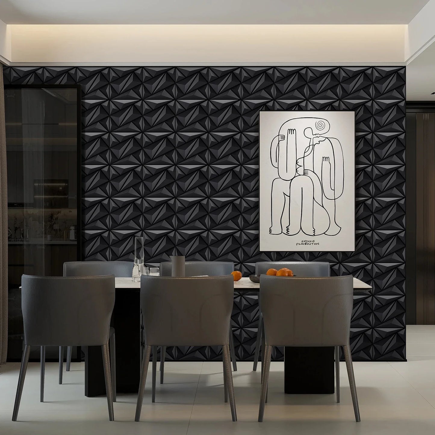 KUUJOJO 3D Textured Wall Panels – Indoor Wall Decoration for Living Room, Bedroom, Hotel, Office, Tape