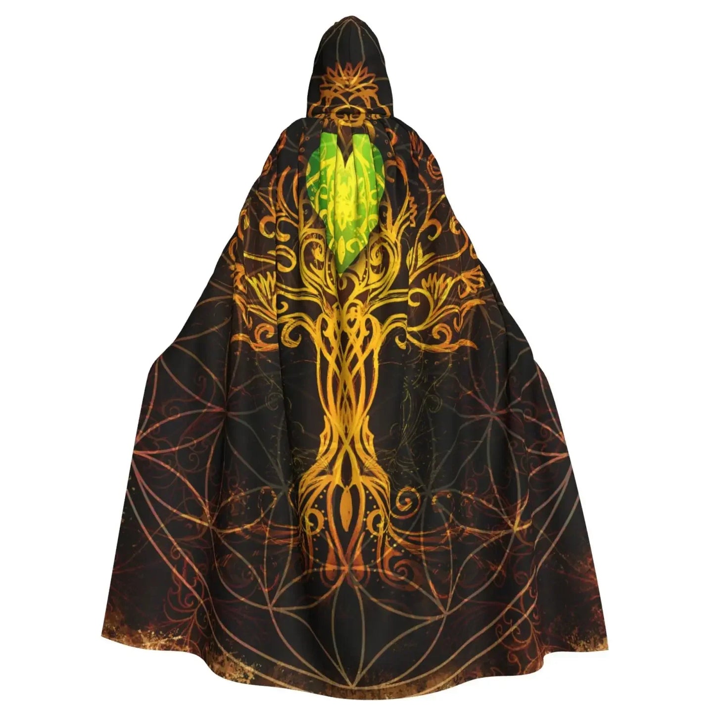 Tree of Life Celtic Cloak – Hooded Medieval Costume for Adults, Witch, Wicca, Vampire & Elf Purim Carnival Party