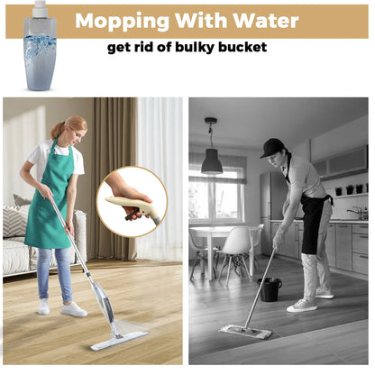 Spray Mop Broom Set — Magic Flat Mop with Rotating Head, Reusable Microfiber Pads for Home Floor Cleaning