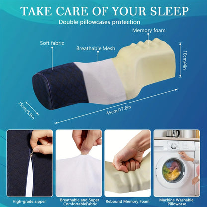 Orthopedic Memory Foam Neck Pillow – Cervical Support, Breathable & Washable, Perfect for All Sleepers