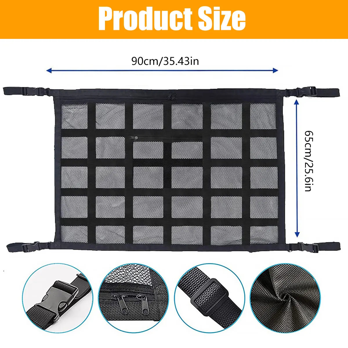 Strong Load-Bearing Car Ceiling Cargo Net : Mesh Roof Storage Organizer for Large Capacity Space Saving - Car Ceiling Storage Solution