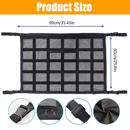Strong Load-Bearing Car Ceiling Cargo Net : Mesh Roof Storage Organizer for Large Capacity Space Saving - Car Ceiling Storage Solution