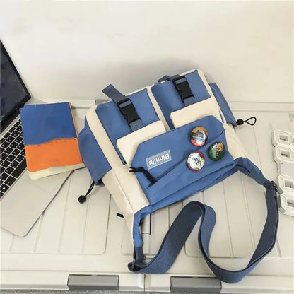 Preppy Nylon Crossbody Bag - Casual Messenger Shoulder Bag for Men Women Teens Travel School Commuter Daily Use