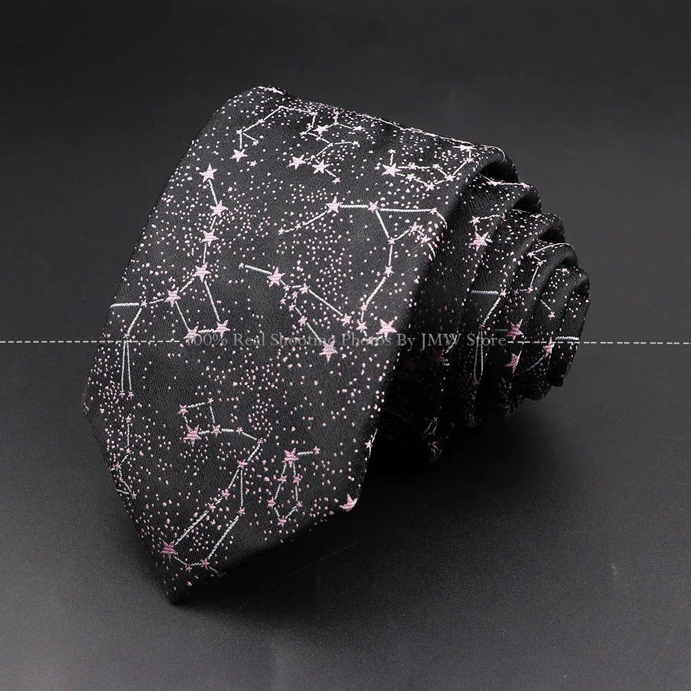 Men’s Wedding Floral Necktie - Wave Fireworks Meteor Flower Design Tie for Groom, Business & Formal Accessories Gift