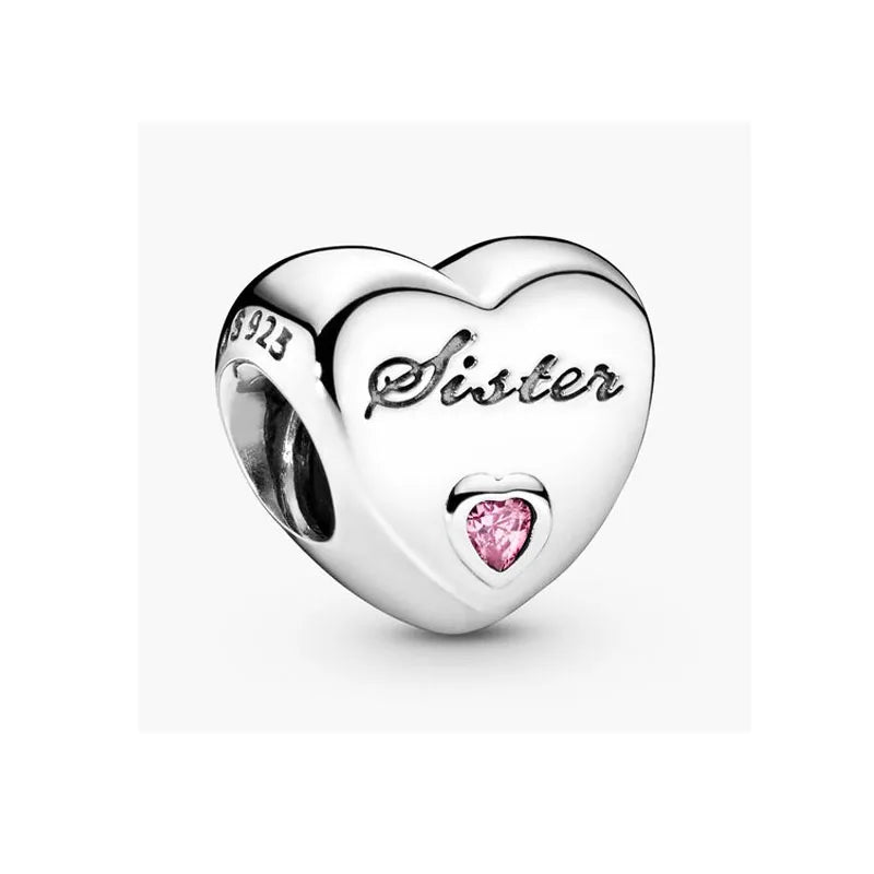 Europe 925 Silver Family Charm Pendant - Boy, Girl, Mom & Sisters Bead for Pandora Bracelet, Sparkling Dangle Jewelry