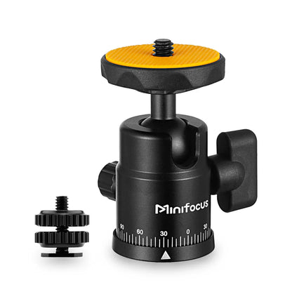 Mini Ball Head Panoramic Tripod – 1/4'' Hot Shoe Mount for DSLR Camera, Camcorder, Monitor, Smartphone, Light, Microphone, Slider