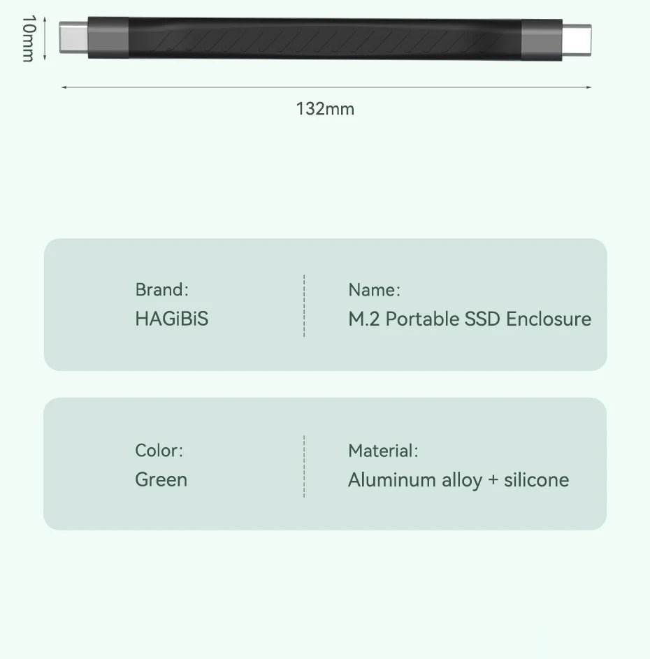 Hagibis 2230 M.2 NVMe SSD Enclosure – USB 3.2 Gen 2 10Gbps External Case for Laptop, iPhone 16 Pro, iPad