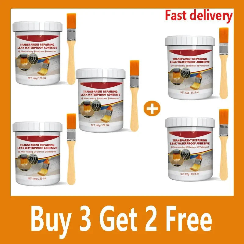 Invisible Waterproof Sealant Coating – Strong Transparent Anti-Leak Repair Glue with Brush Applicator (100–1000g)