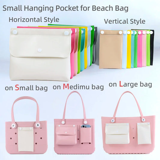 Macaron Color Portable Bag Organizer Insert – Summer Hanging Leather Pocket Pouch for Beach Bags, EVA Rubber Bag Accessories & Storage Organizer