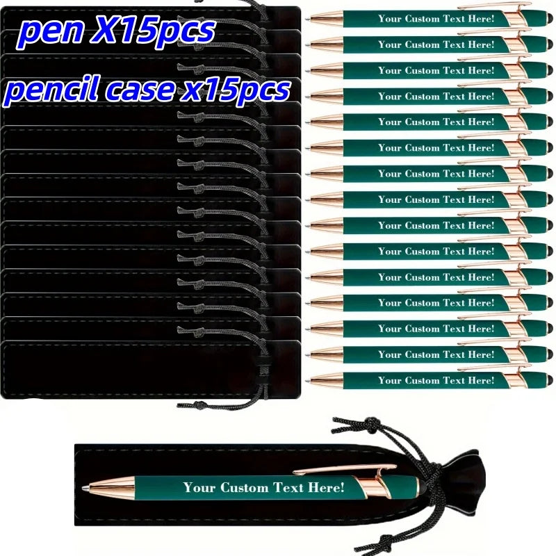 Custom Engraved Ballpoint Pens Set - Personalized Metal Pens with Cases & Bags for Business Gifts