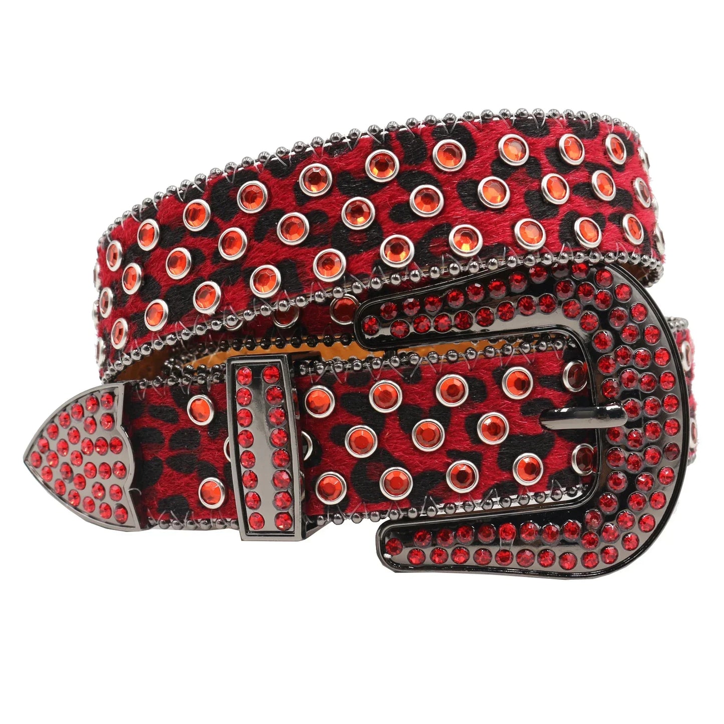 Women’s Rhinestone Skull Leather Belt – Luxury Designer Studded Strap for Jeans, White & Black