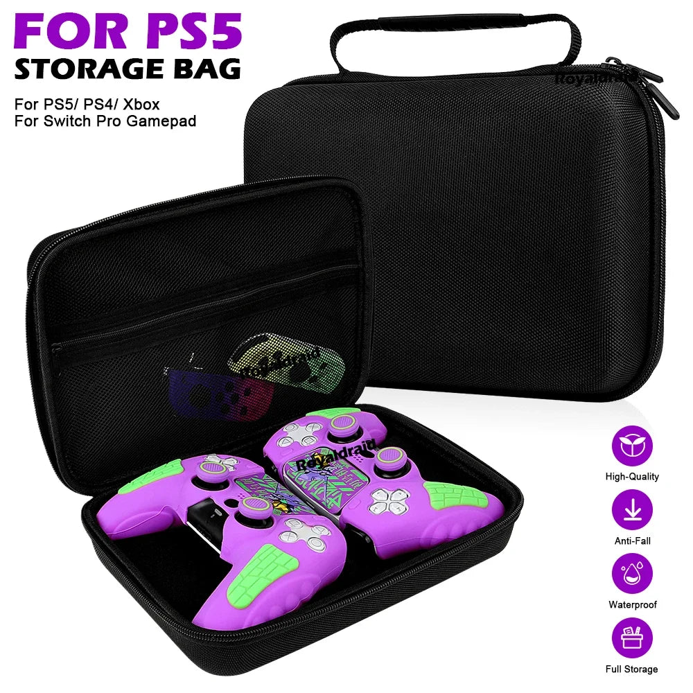 New PS5 Dual Controller Storage Bag – Portable Shockproof Travel Case for PS5, PS4, Switch Pro & Xbox Series Gamepads