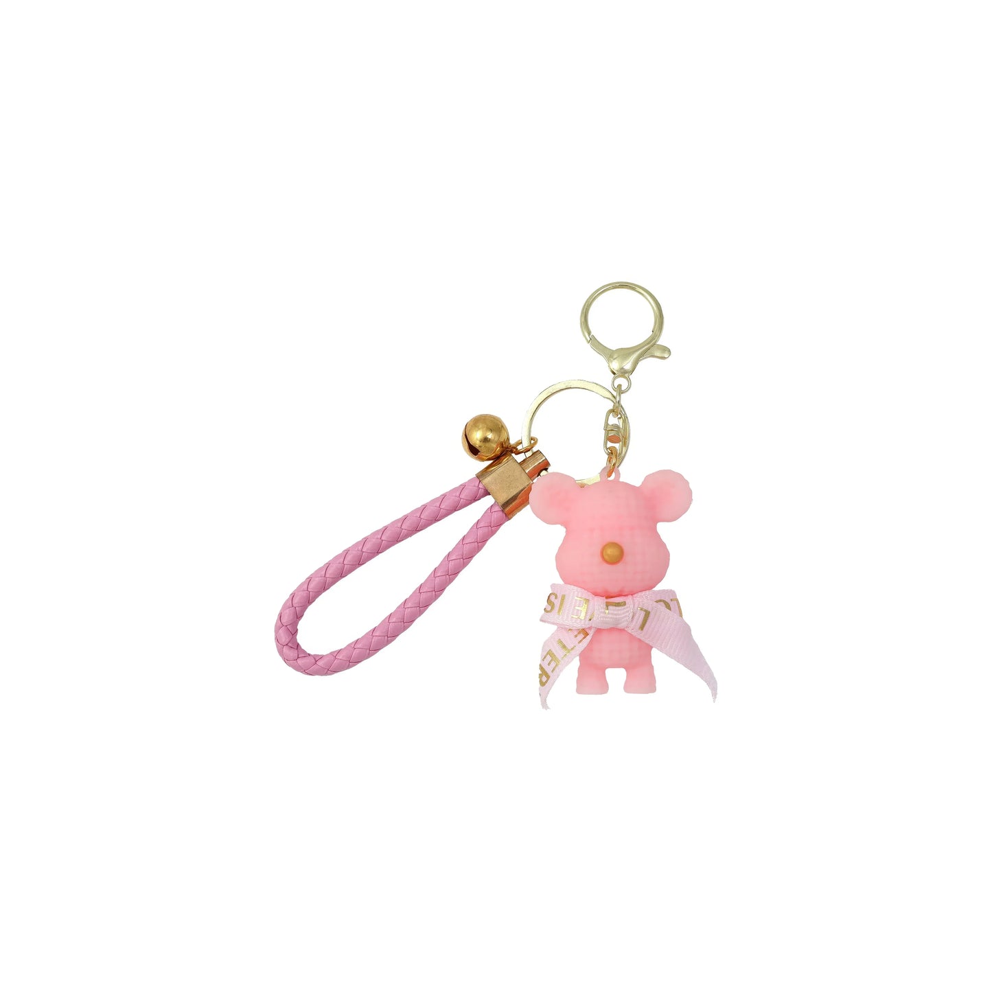 Cute Bear & Rabbit Keychain - Resin Bow Bell Bag Pendant & Car Key Ring Gift for Girls