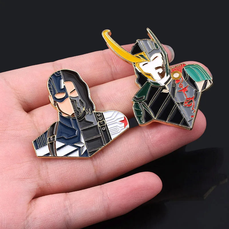 2-Piece American Hero Enamel Pin Set - Metal Lapel Badges for Cosplay & Gifts