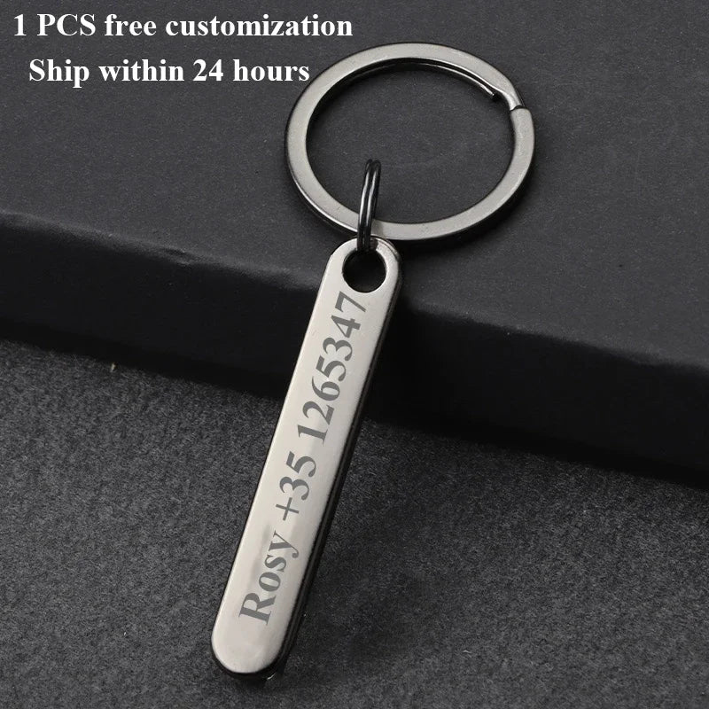 Personalized Engraved Keychain – Custom Logo & Name Car Key Ring, Gift for Boyfriend
