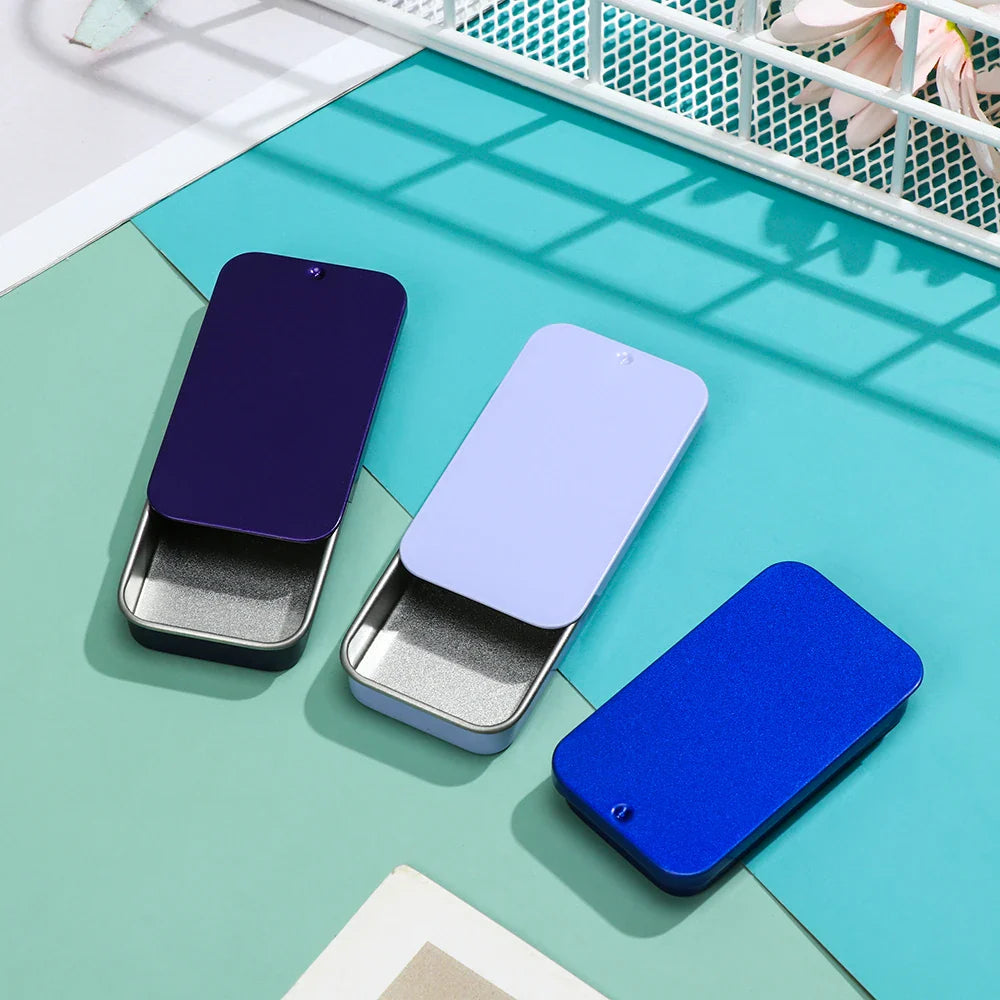 Metal Rectangular Mini Tin Box – Hinged Push-Top Candy, Pill & Small Storage Container