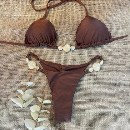 2025 Women’s Sexy Solid Color Bikini – Split Design Swimsuit
