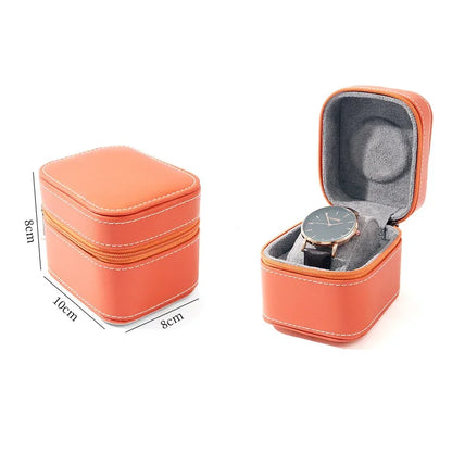Single Watch Travel Case — PU Leather Watch Box with Removable Cushion, Portable Jewelry Storage & Organizer