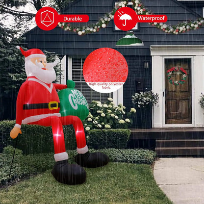 2025 8FT (245cm) Inflatable Climbing Santa Claus – Glowing LED Decoration for Outdoor, Home, Cafe, and Xmas Party Yard Decor