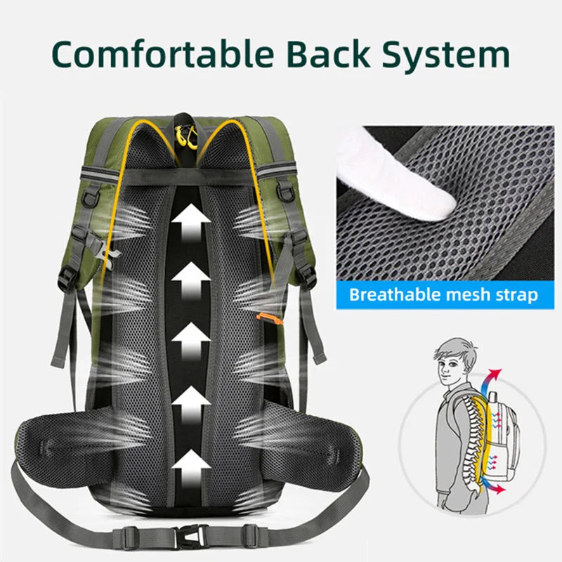 50L Travel Backpack for Men — Large Waterproof Hiking, Camping & Mountaineering Rucksack, Outdoor Sports Luggage Bag