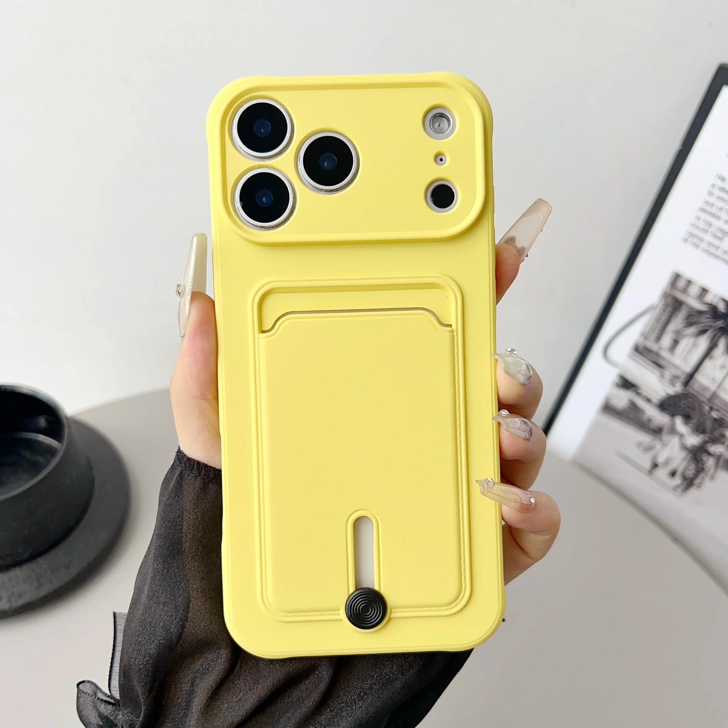 Push Card Wallet Phone Case with Card Slot Holder, Soft TPU Credit Card Cover for iPhone 17, 16, 15, 14, 13, 12, 11 Pro Max, Air, Plus & Mini