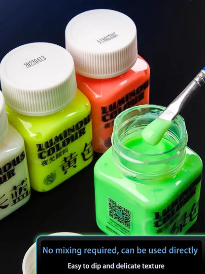 58ML Fluorescent Acrylic Luminous Pigment - Glow-in-the-Dark Paint for DIY, Festival, Party & Wall Decoration