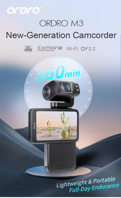 Ordro M3 Pocket Digital Camcorder — 5K 30FPS with Image Stabilization & Large Screen, Handy Travel Vlog Camera