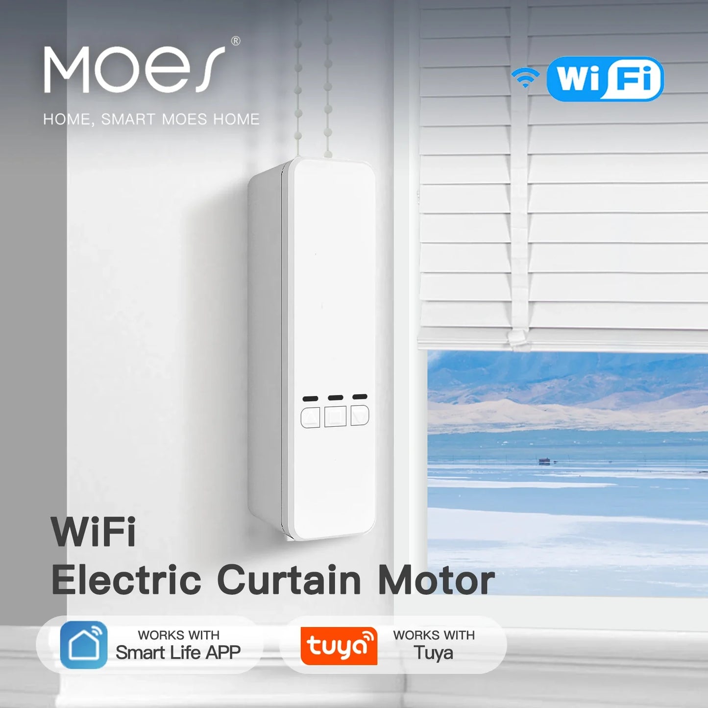 MOES Tuya WiFi Smart Motor for Roller Blinds - Electric Chain Drive with RF Remote and Smart Life App Compatibility - Works with Alexa/Google