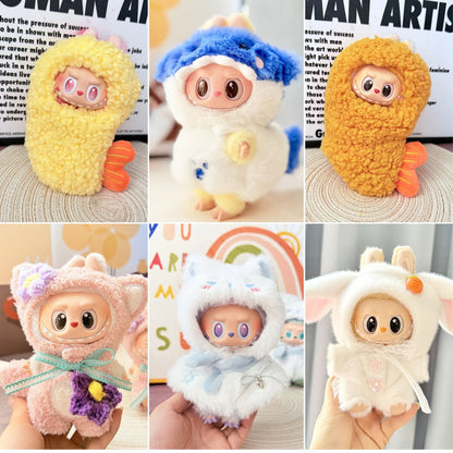 15cm/17cm LABUBU Doll Outfits – Sitting Party Plush Animal Sets for Generations 1-3, Cute Gifts for LABUBU Fans