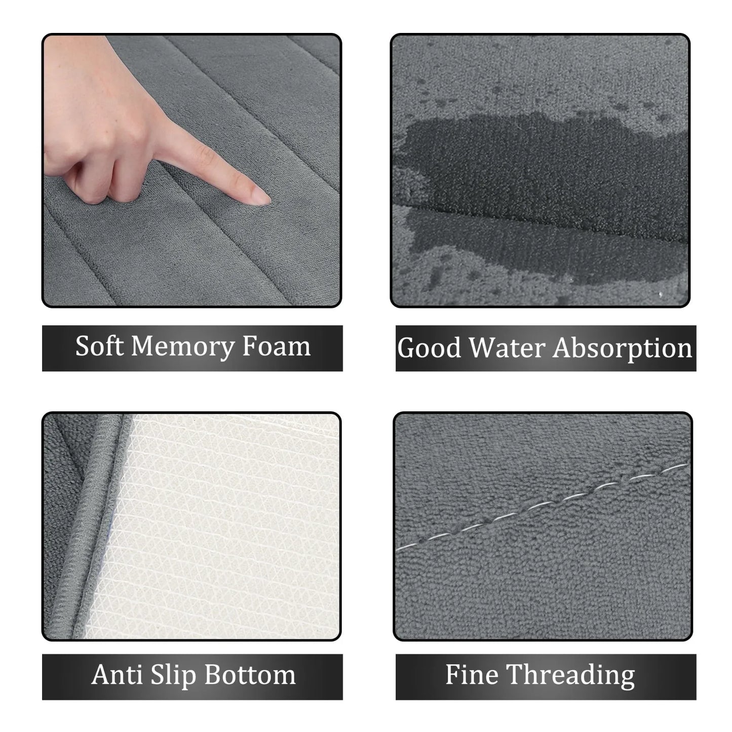 40x120cm Absorbent Striped Memory Foam Bathroom Rug - Soft Non-Slip Bath Mat