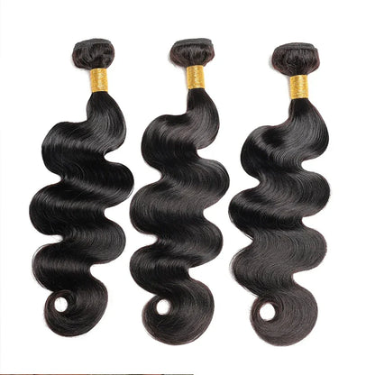 Body Wave Bundles – 100% Brazilian Human Hair Weave Extensions, Natural Black, 3PCS Bundle Deal