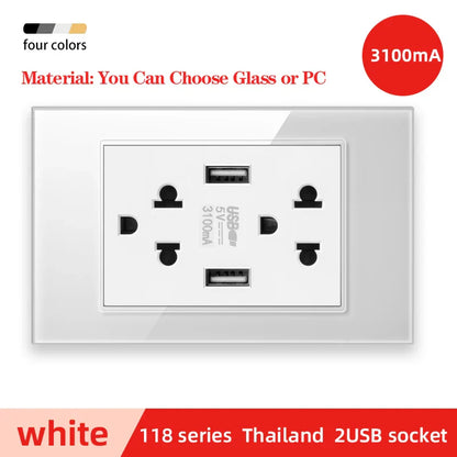 Herepow 118 Series Dual USB Wall Socket - Thailand & American Standard Smart Plug Adapter with Type-C 3.1A Fast Charging