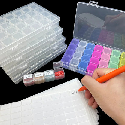 28-Grid Diamond Painting Storage Box – With Funnel, Sticker, Pen, and Embroidery Accessories Container
