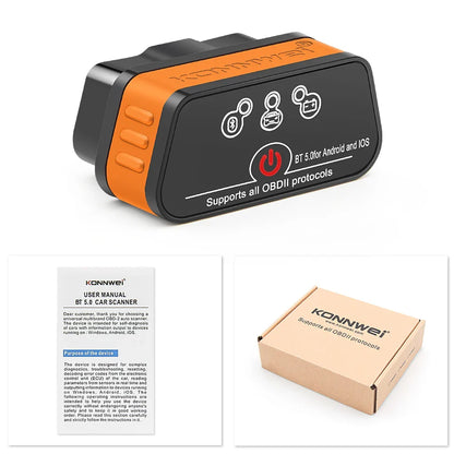 Efficient Car Care: Konnwei ELM327 V1.5 Bluetooth 5.0 OBD2 Scanner - Advanced OBDII Auto Car Diagnostic Tools for Easy Code Reading