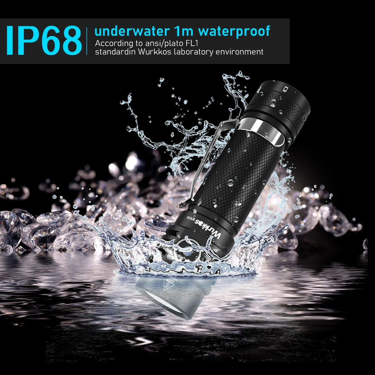 Wurkkos WK03 1800LM LED Flashlight - USB-C Rechargeable 18650 Torch with SST40, IP68 Waterproof for Hiking & Camping