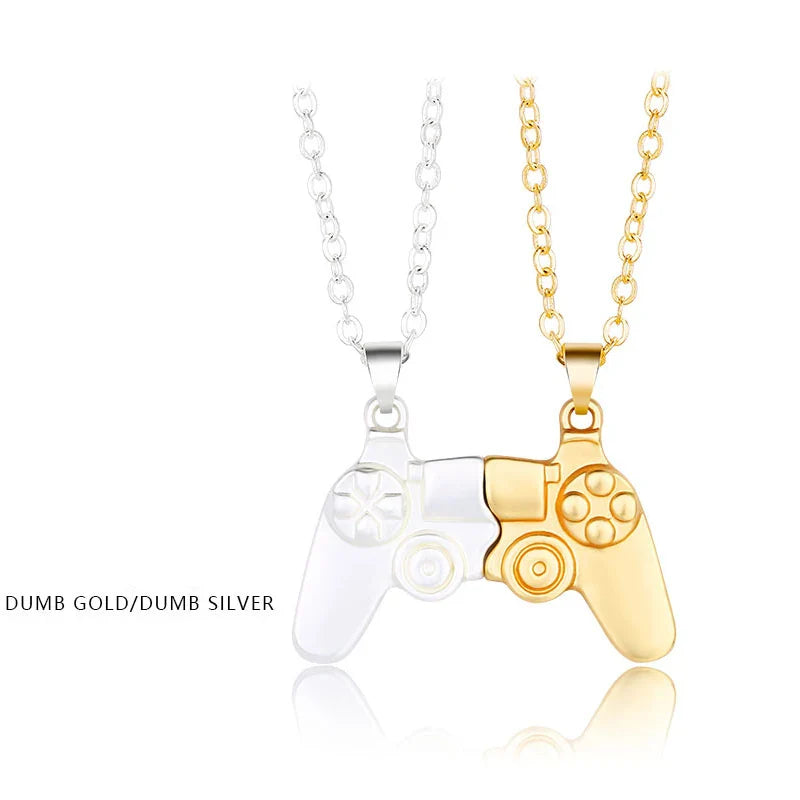 2Pcs Magnetic Couple Necklace Set – Game Controller Friendship Matching BFF Necklaces for Him & Her