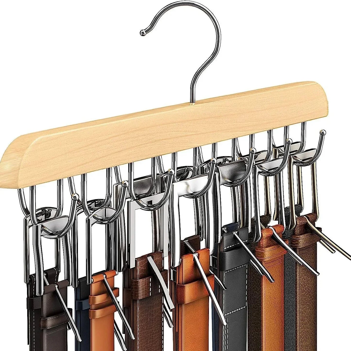 Wooden Belt and Scarf Rack Organizer – Wardrobe Hanger for Belts, Ties, and Accessories, Men’s and Women’s Clothing Storage   2/2